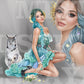 Lady Monna and white lynx