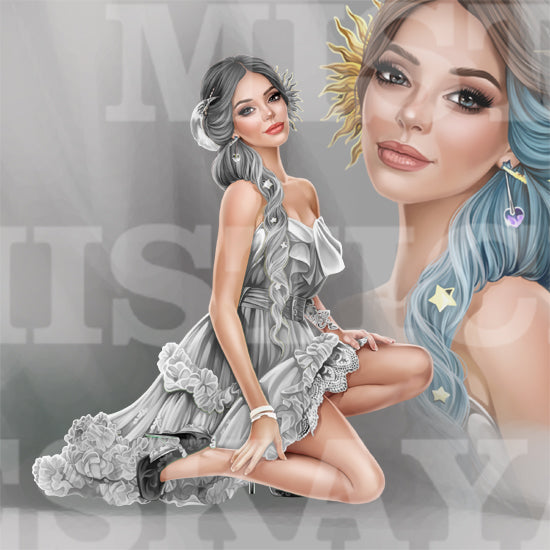 Lady Monna and white lynx