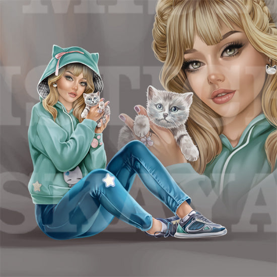 Lissa and kitten