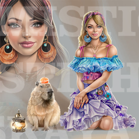 Ritha and capybara