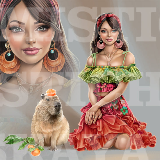 Ritha and capybara
