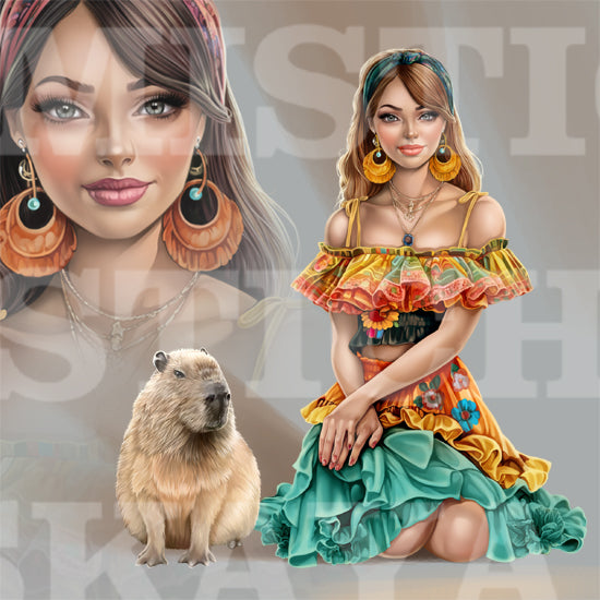 Ritha and capybara